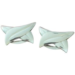 Vintage Brilliant Silver Metal Shoe Clips , Mid Century Shoe Buckles, Deadstock